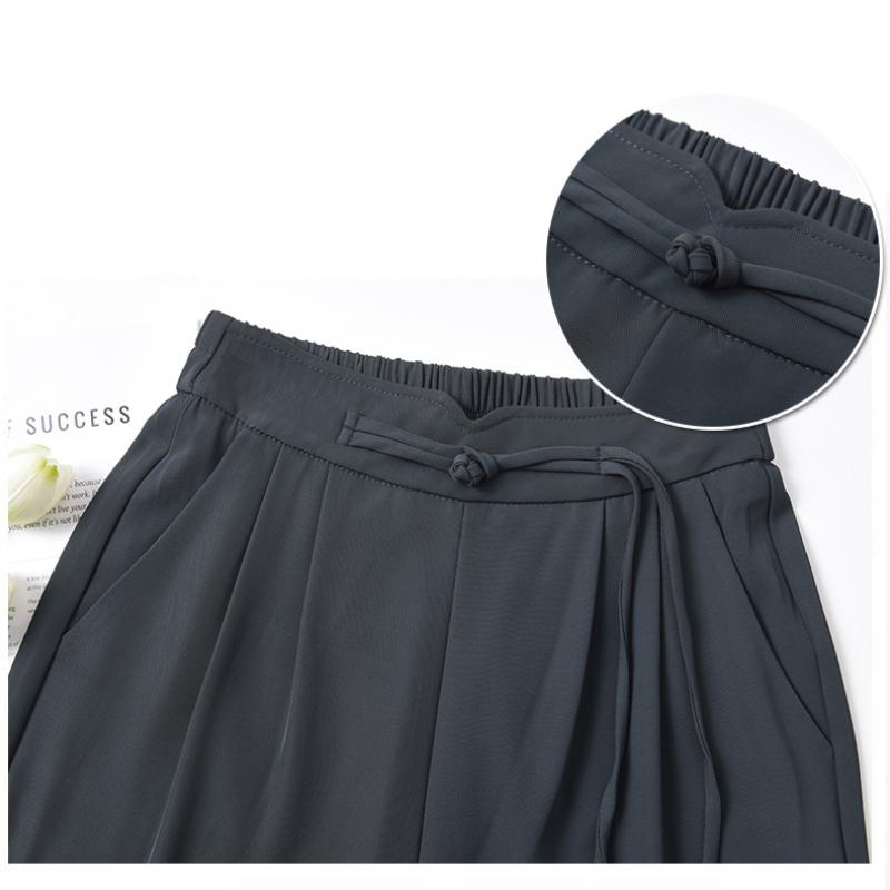 Black Suit Pants High-End Feel Draped New Spring and Autumn Chinese Style New Chinese Style Narrow Straight Wide-Leg Pants for Women