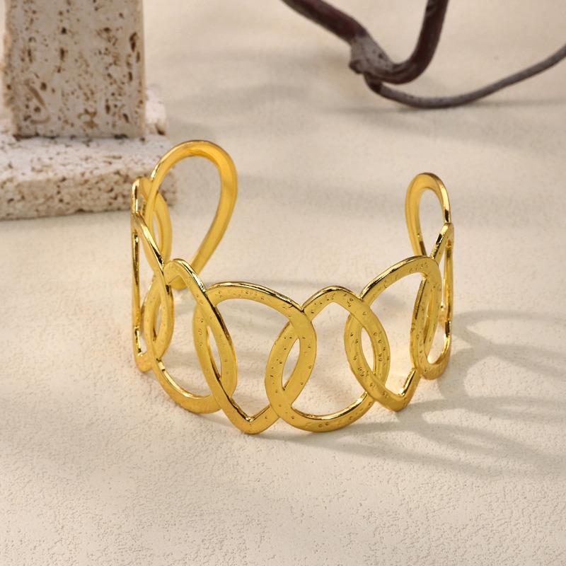 Titanium steel open bracelet gold-plated adjustable metal bracelet female exaggerated fashion hip-hop