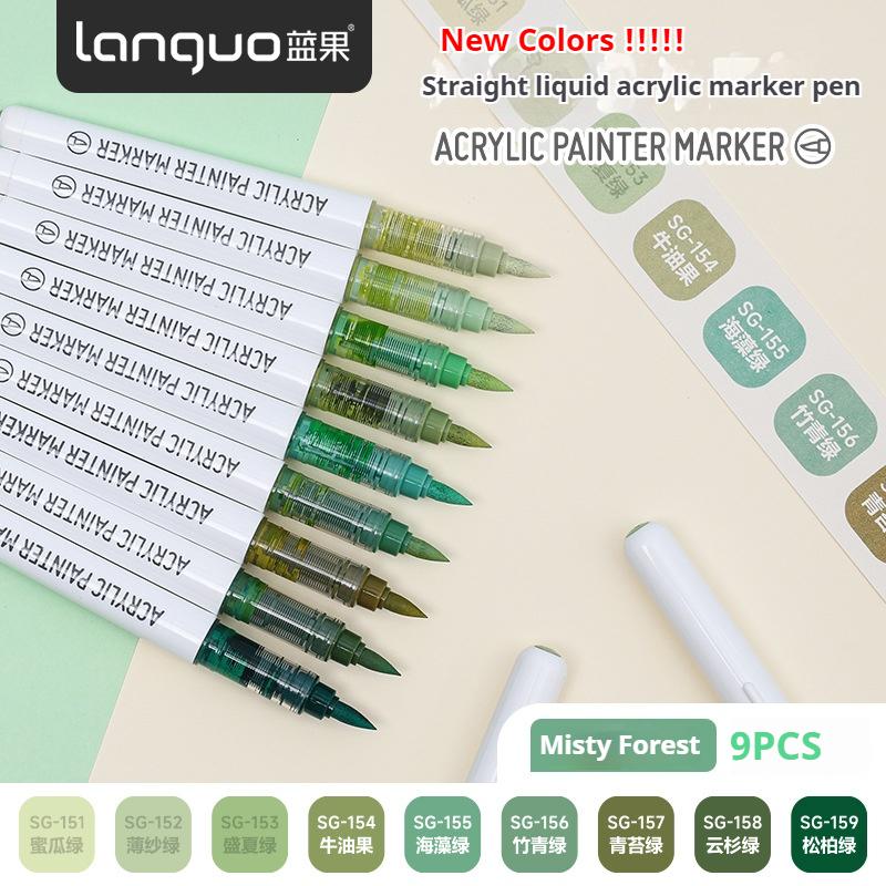 LANGUO 60Colors/box Direct Liquid Acrylic Paint Marker Pens Set Brush Color Marker Pen for DIY Painting Drawing Ceramic Glass