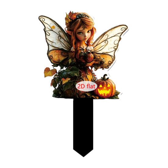 Halloween Fairy Garden Stake 2D Acrylic Pumpkin House Sign Decoration B