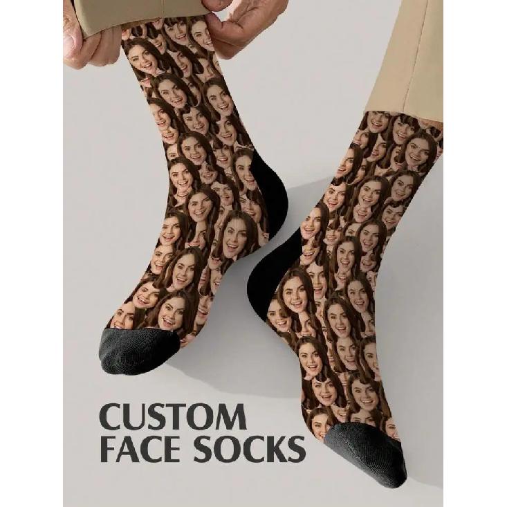 Custom Face Socks Personalized Photo Socks Funny Picture Printed Socks Two Sizes Available Unique Gift L