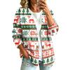 Women's Fashion Casual Button Front Christmas Print Coat