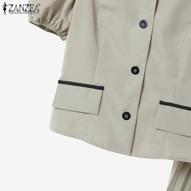 ZANZEA Women Short Sleeve Blouse and Skirts Summer Two Piece Suit Sets