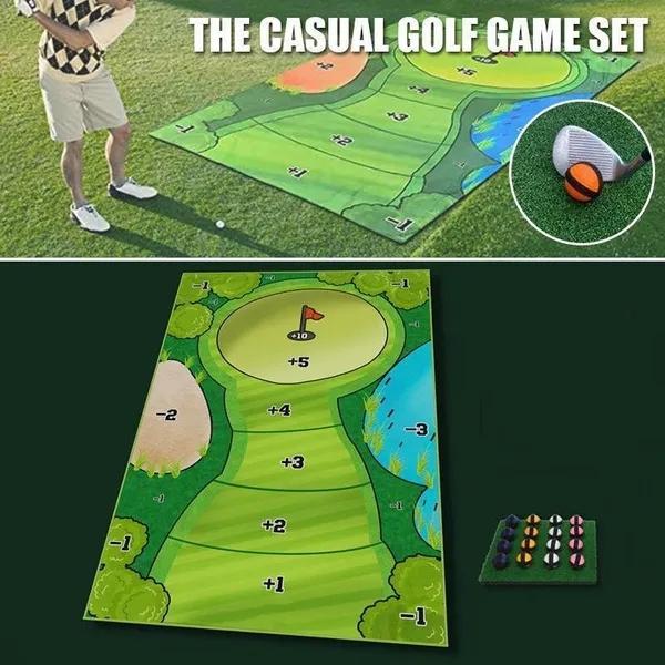 Neformální golfová hra s 180 x 120 cm přilnavým povrchem Herní podložka Golfová úderová podložka Sada golfových tréninkových pomůcek Golfové vybavení