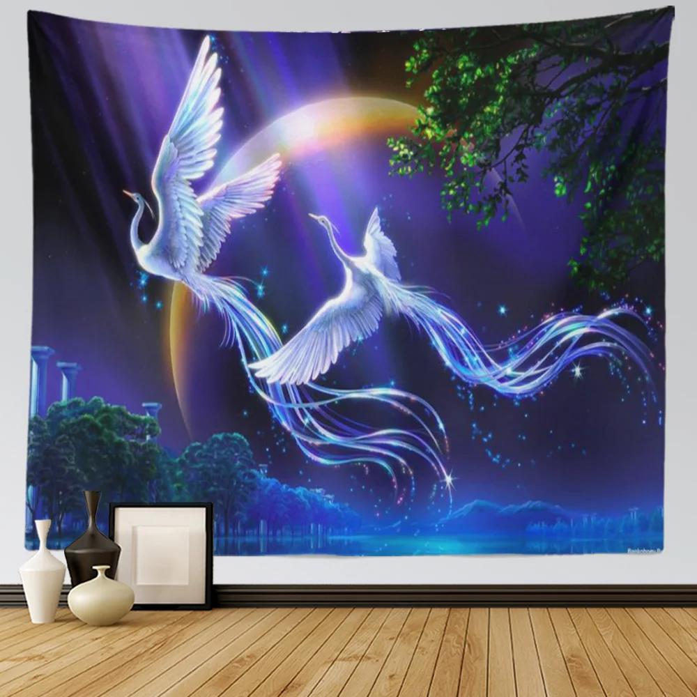 

Фиолетовый пейзаж Авроры Гобелен Украшение комнаты Настенный декор Гостиная Фреска 100x75cm