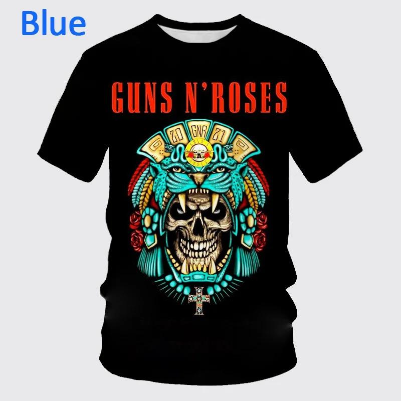 

Летняя 3D футболка Guns N Roses Rock Band, унисекс и Wo, унисекс, хип-хоп, повседневная модная футболка, свободные топы Harajuku 2XL