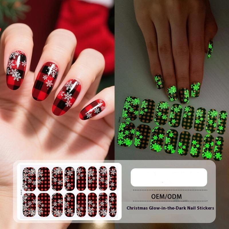 Christmas Nail Strips With Nail File Santa Claus Christmas Tree Sock Christmas Nail Strip Full Wraps For Women Holiday Art