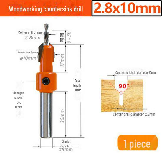 Woodworking Countersink Drill with Alloy Cone Head for Screw Installation, Step Drill for Salad Drill.