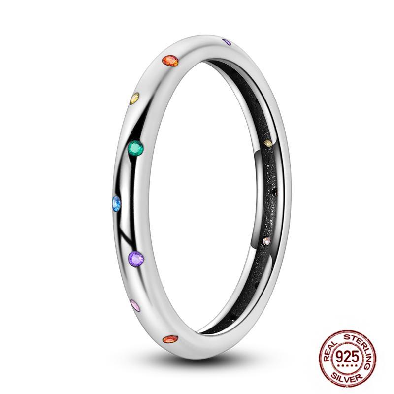 Anelli Nuziali Autentici in Zircone Arcobaleno per Donna100 Rame Cerchio Lucciola Margherita StellaLuna Cuore Rosa Anello Dito Gioielli