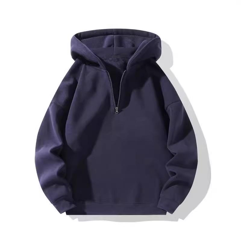 American Retro Unisex Half-Zip Hoodie Set - Loose Casual Style for Women