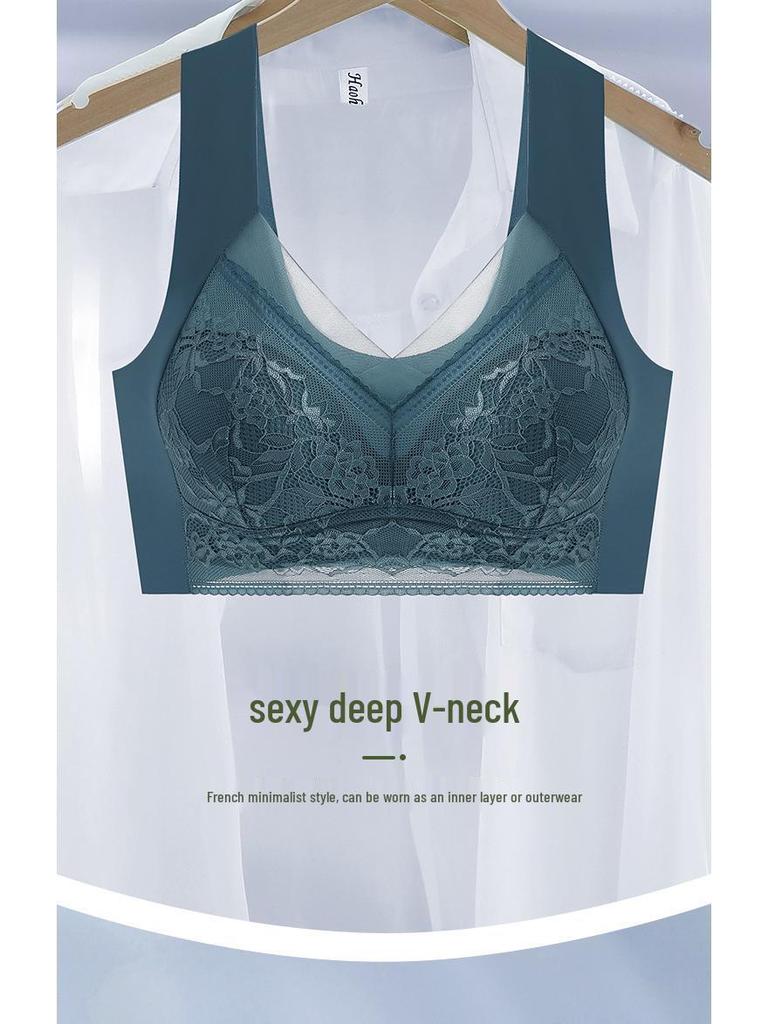 884 Lace Seamless Push-Up Bra for Women - Wirefree, Anti-Sag, Plus Size, Breathable, Thin Vest Design