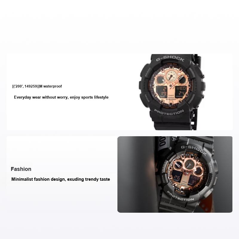 Casio Men's Gold G-Shock Youth Series Street Sports Waterproof Fashion Watch Quartz Movet Resin Strap Watches Ga-100Mmc-1A