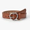Children Faux Leather Belt Kids Cute Peach Heart Buckle Belts For Girls Solid Waistband Love Heart Eyelet Grommet Waist Belt