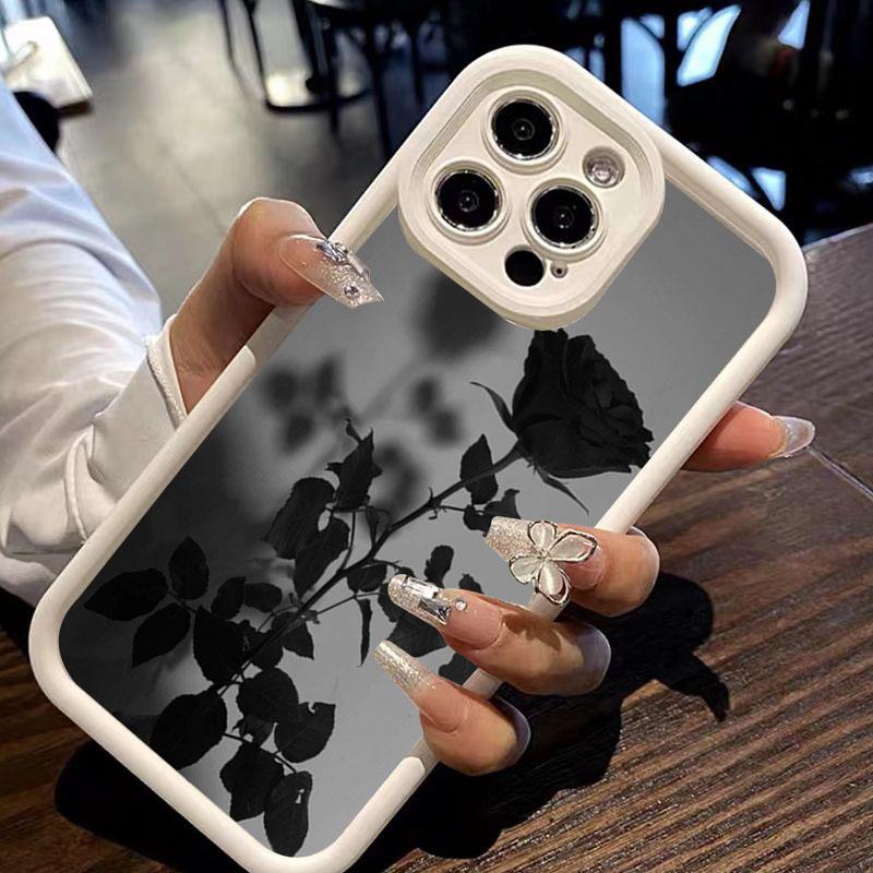 Flower Minimalist Dark Theme Rose Phone Case For Xiaomi 14T 13T 12T Pro 11 Lite 5G 14 13 12 Shockproof Matte Soft Silicone Cover