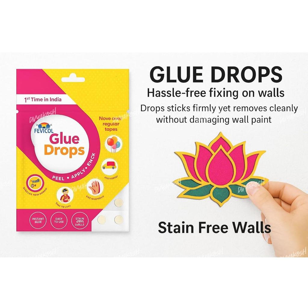 Holz-Lotus-Ausschnitte, 12 Stück, mit Klebepunkten | MDF-Ausschnitte in Exportqualität für DIY-Rangoli, Tempeldeko, Wanddekoration, Eingangstürdekoration