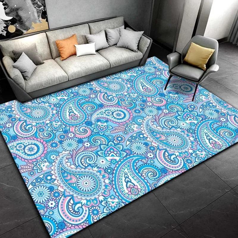 Black White Paisley Carpet Geometric Vortex Rug Classic Floral Mat Modern Minimalist Living Room Mat Home Decoration Floor Rug