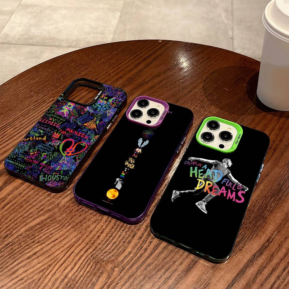 Moon Music Coldplay Band Phone Cases For IPhone 17 16e 15 14 13 12 11 Plus Pro Max ProMax Colorful Covers