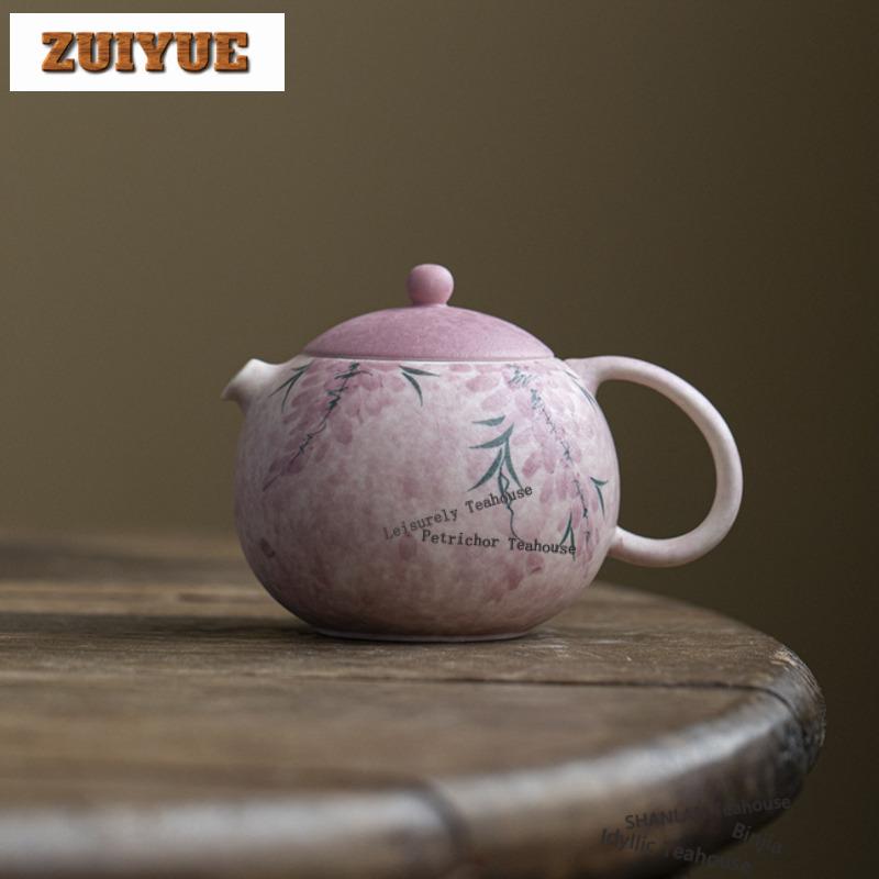 150ml Hand-painted Wisteria Teapot Luxury Tea Infuser Pot Tea Soaking Kettle With Ball Hole Chinese Tea Set Accessories Gift