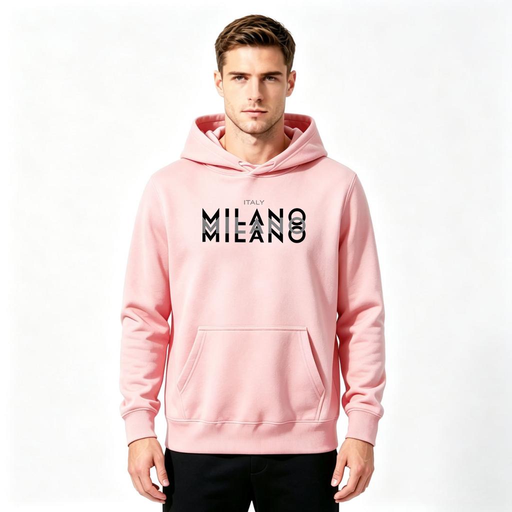 Herren Casual Milan 8 Italien Print Pullover Hoodie Langarm Komfort Streetwear Kapuzenpullover