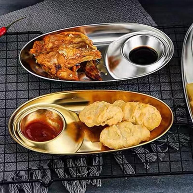304 Stainless Steel Oval Divided Snack Plate