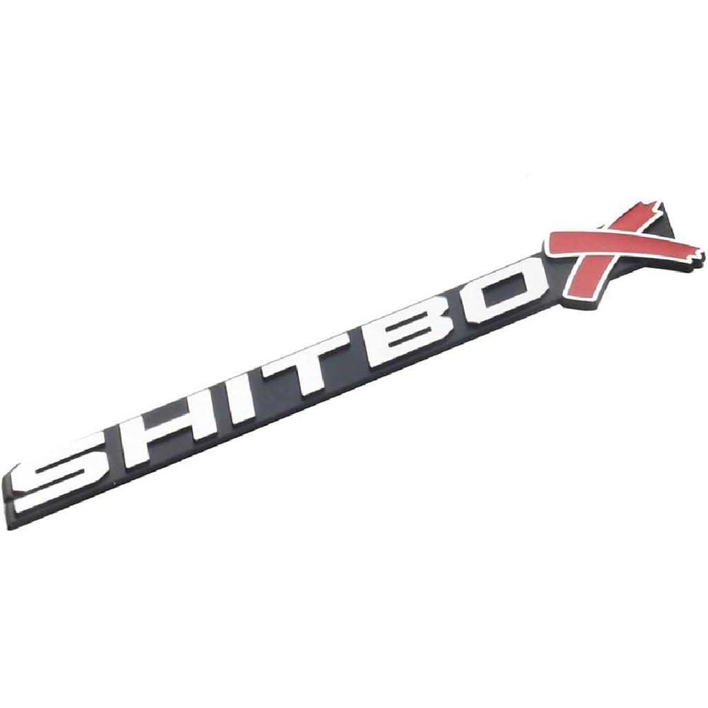 1Pcs SHITBOX Truck Exterior Emblems 3D Badge Sticker Decal Compatible with Universal Cars (Chrome Red)