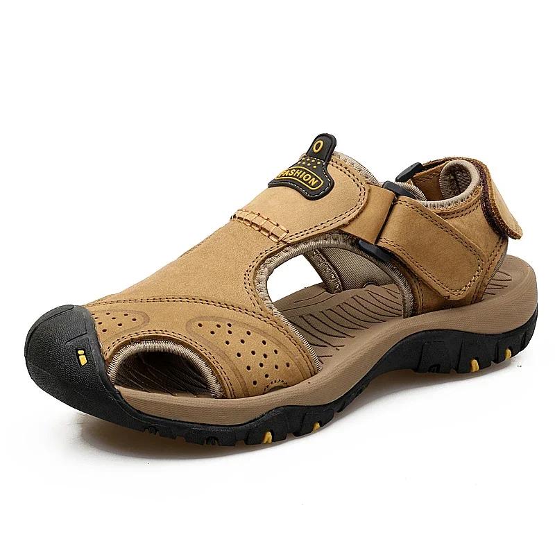 Fashion 2025 New Man's Shoes Genuine Leather Men Sandals Summer Men's Shoes Outdoor Water Shoes Leather Sandals For Men