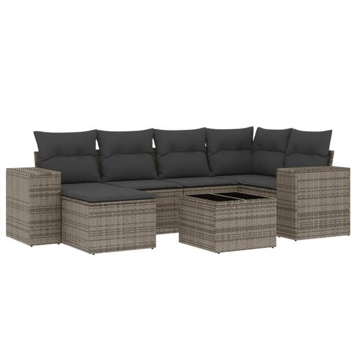 VidaXL Garden Lounge Set with Cushions 7 Pcs, Patio Sofas, Patio Furniture Set, Outdoor Furniture, Grey 3255207