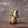 Solid Brass Rat Holding Peach Keychain Animal Zodiac Charm Decorative Key Ring Bag Car Home
