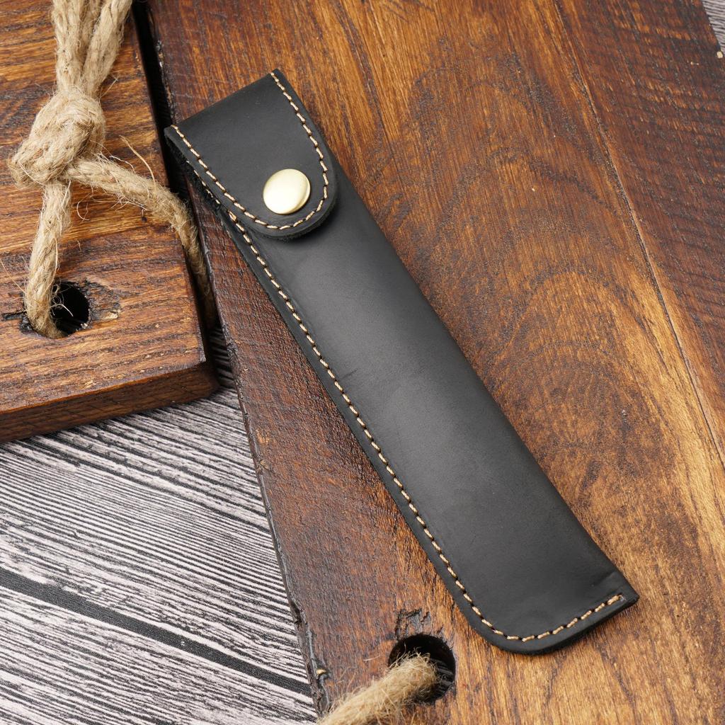 Handmade Retro Leather Pencil Case, Personalized Cowhide Pen Cover, Creative Design, In Stock