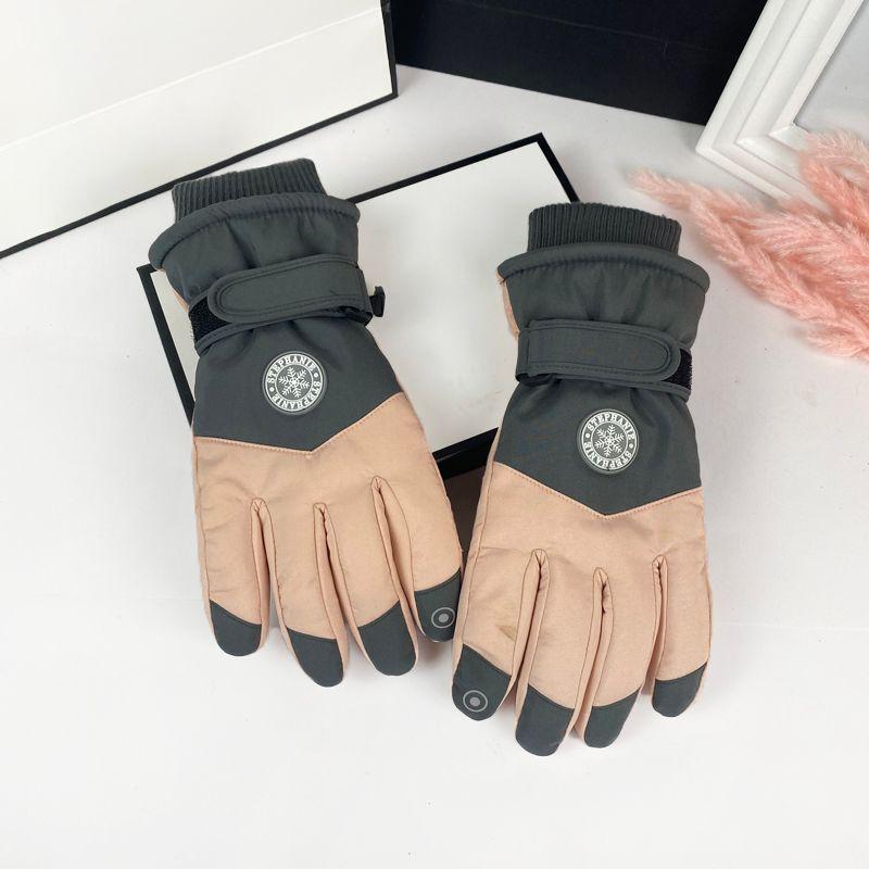 

Ski Gloves Women Winter Waterproof Fleece-lined Thickened Cotton Warm Cold-Proof Riding Electric Car Snow Touch Screen Men s Motorcycle Women s ski 03 dark gray Pink One size
