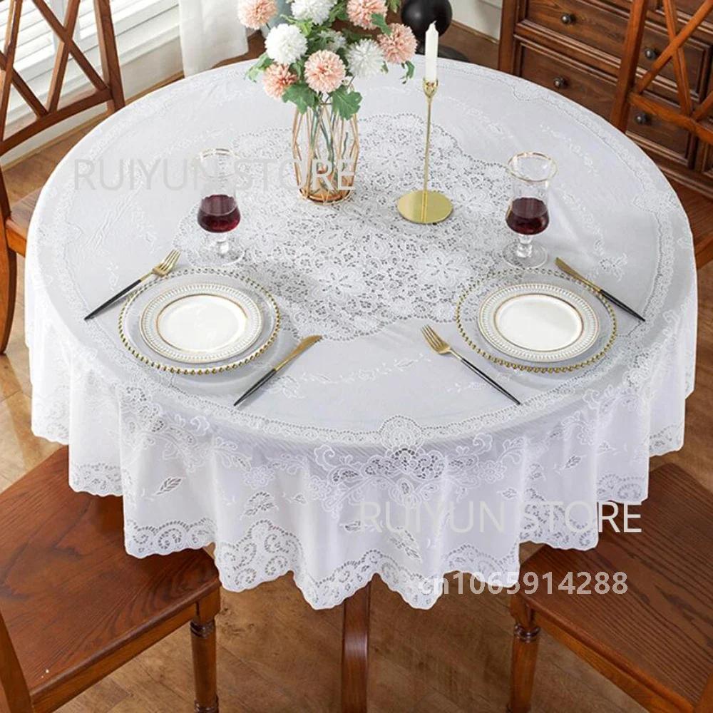 

Round Table Cloth Pvc Waterproof Oil-Proof Tablecloth Tea Coffee Table Cover For Wedding Party Decor Diameter 152/180/200/210Cm Diameter 152cm