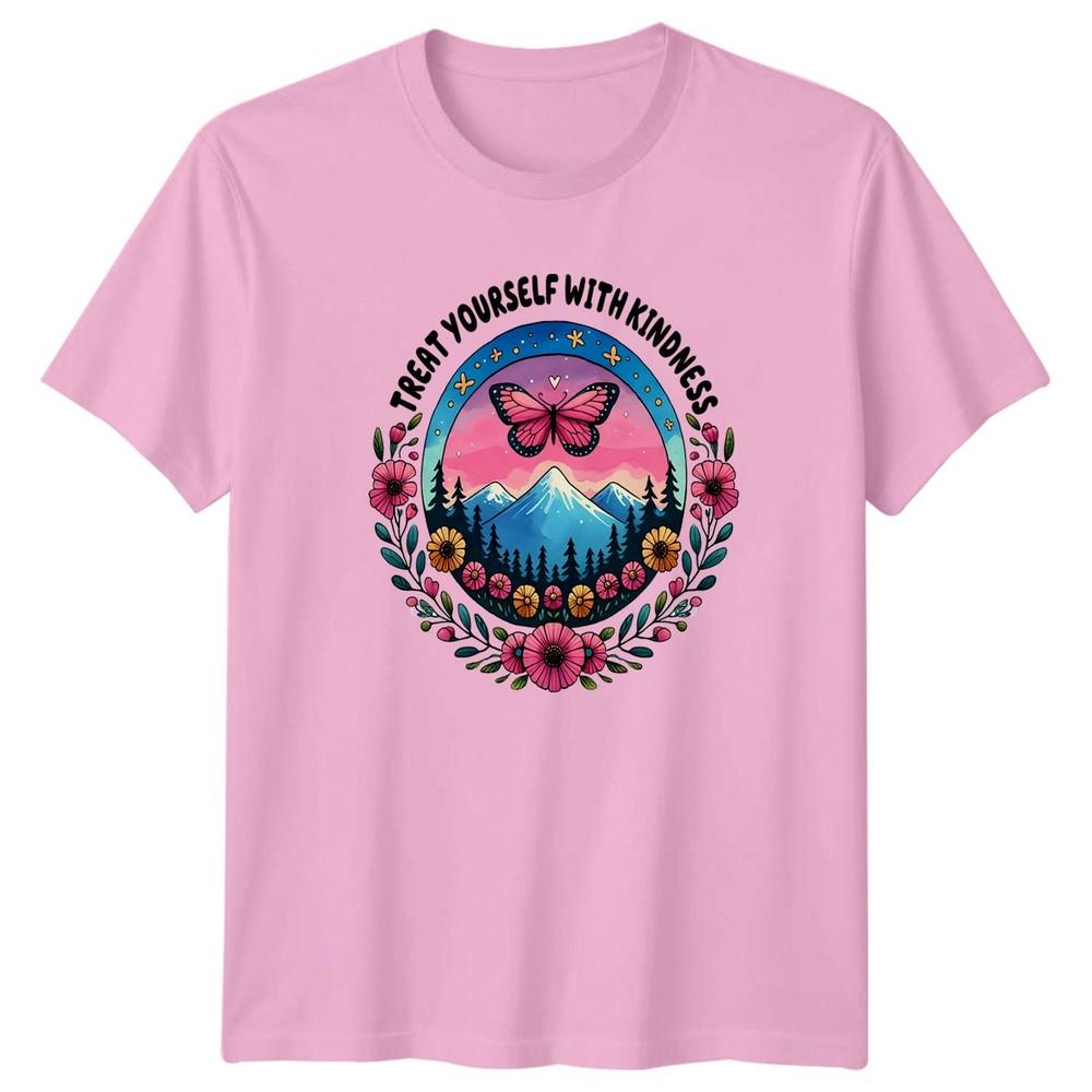 Treat Yourself With Kindness TShirt Butterfly Nature Self Care Birthday Gift