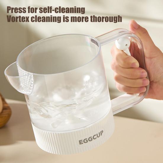 Ręczny trzepak do jajek Kuchenny trzepak do jajek z dziobkiem filtrującym Mieszadło do jajek zapobiegające rozlewaniu Obsługa jedną ręką Kubek do mieszania sosów Winaigrette