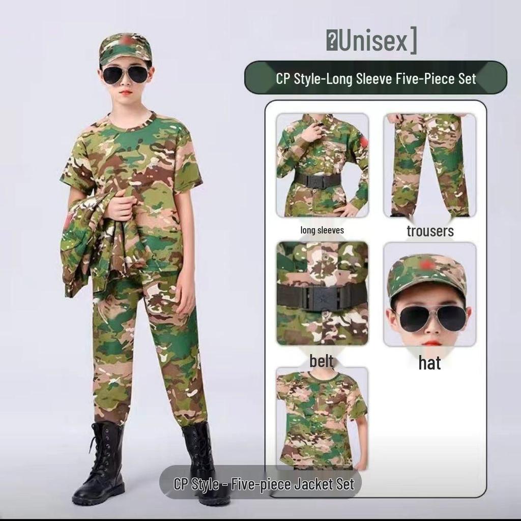 Çocuk Kamuflaj Askeri Üniformaları (Erkek ve Kız Çocukları İçin) - Anaokulu Eğitimleri, Yaz Kampları veya Okul Gösterileri İçin Mükemmel.