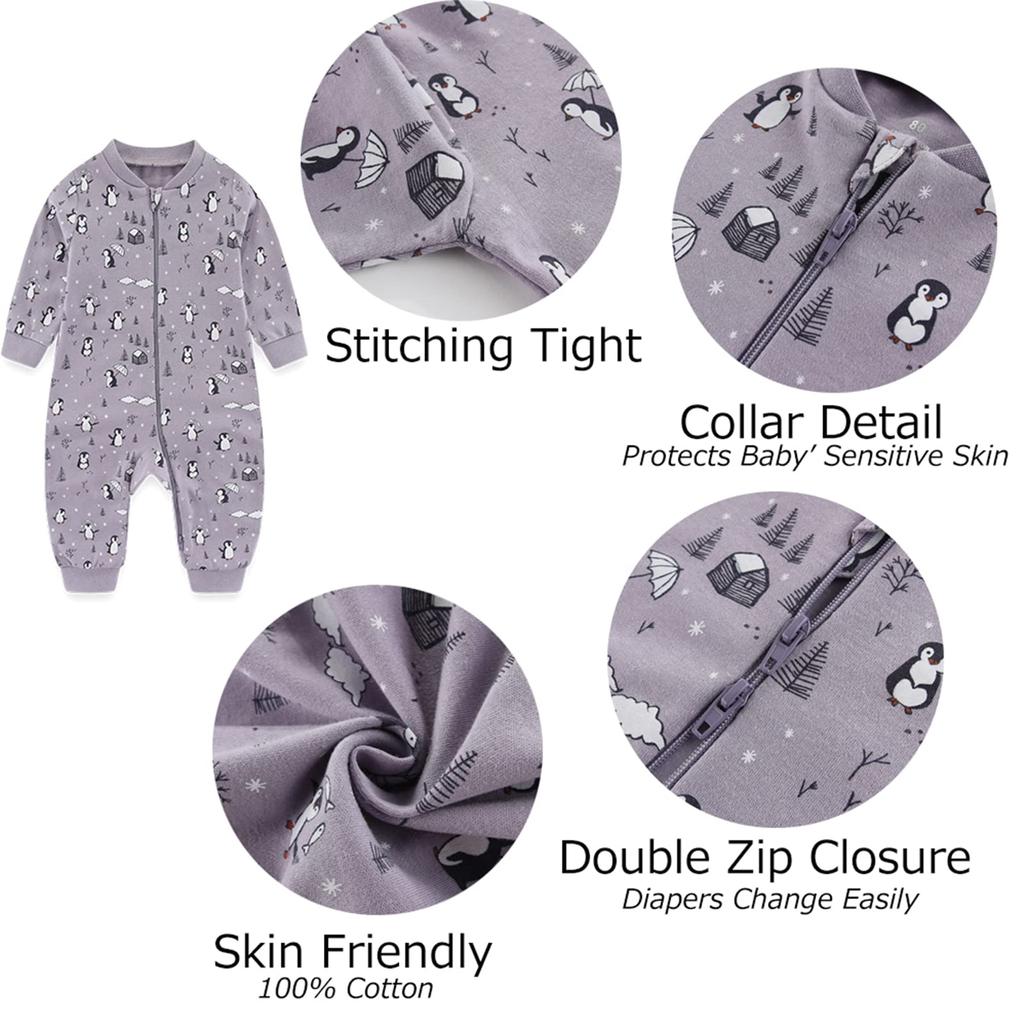 Neugeborener Langarm Baby Reißverschluss vorne Baby Monate [MAMIMAKA] Strampler, Ärmel, Kleidung, Schlafanzug, Herbst/Winter, Öffnung, Dusche, 6-9