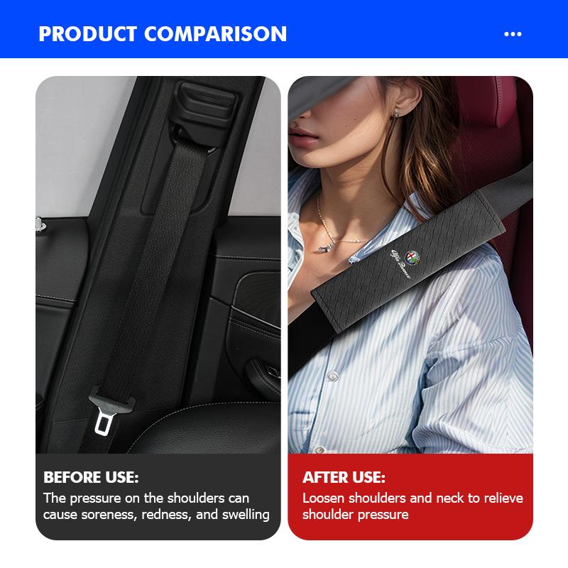 ZNBUA1 Car Safety Seat Belt Shoulder Breathable Protection Padding Pad For Alfa Romeo Giulietta GT 159 147 156 Mito Brera Giulia Spider