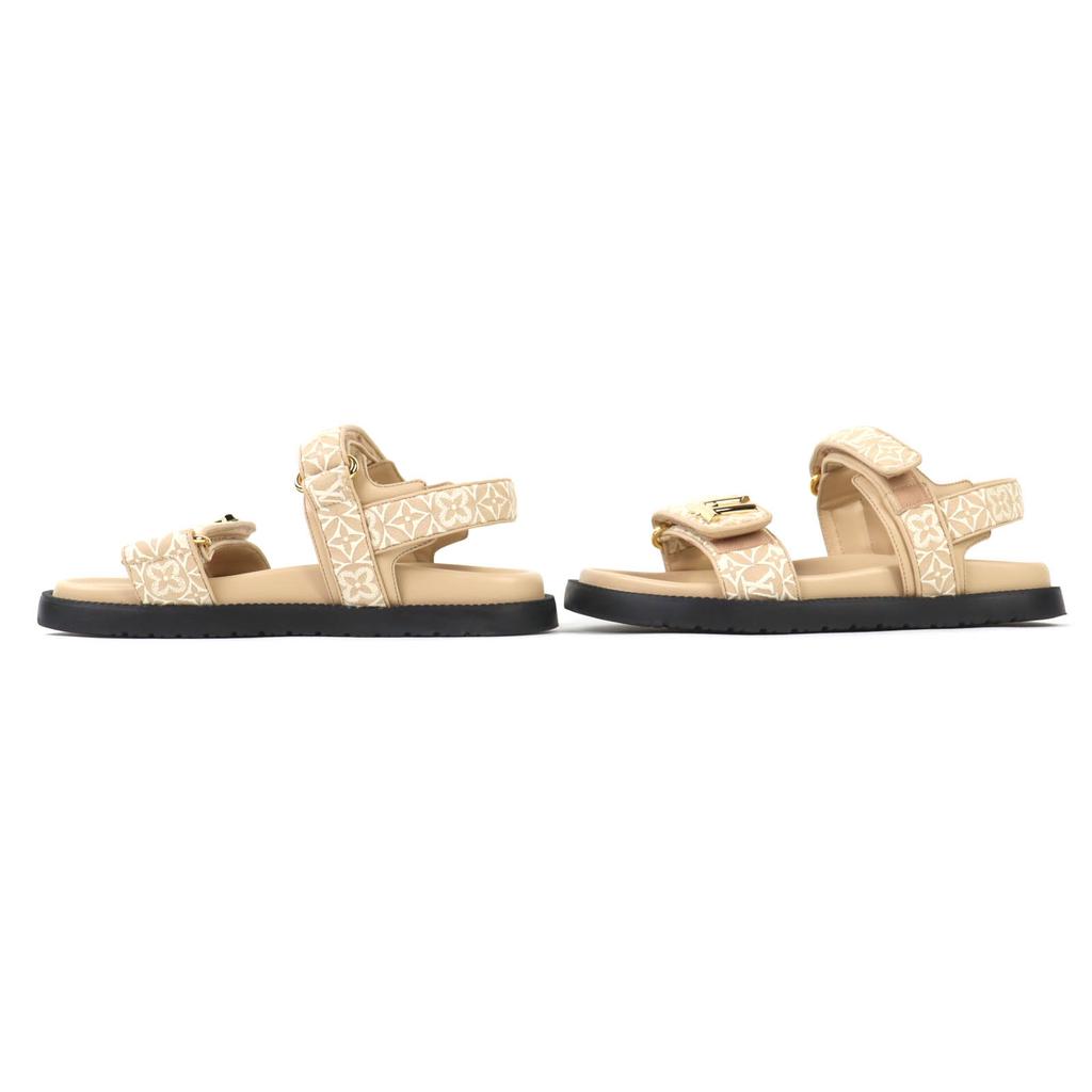 Great LOUIS VUITTON Sandals LV Sunset beige Monogram Jaguar Women 37 1AHNL4 Used
