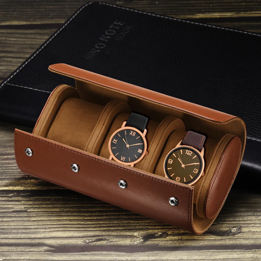 1/2/3 Slot Leather Watch Travel Case Single Watch Roll Storage Box Organizer for Men Women Watch Holding Storaging Displaying
