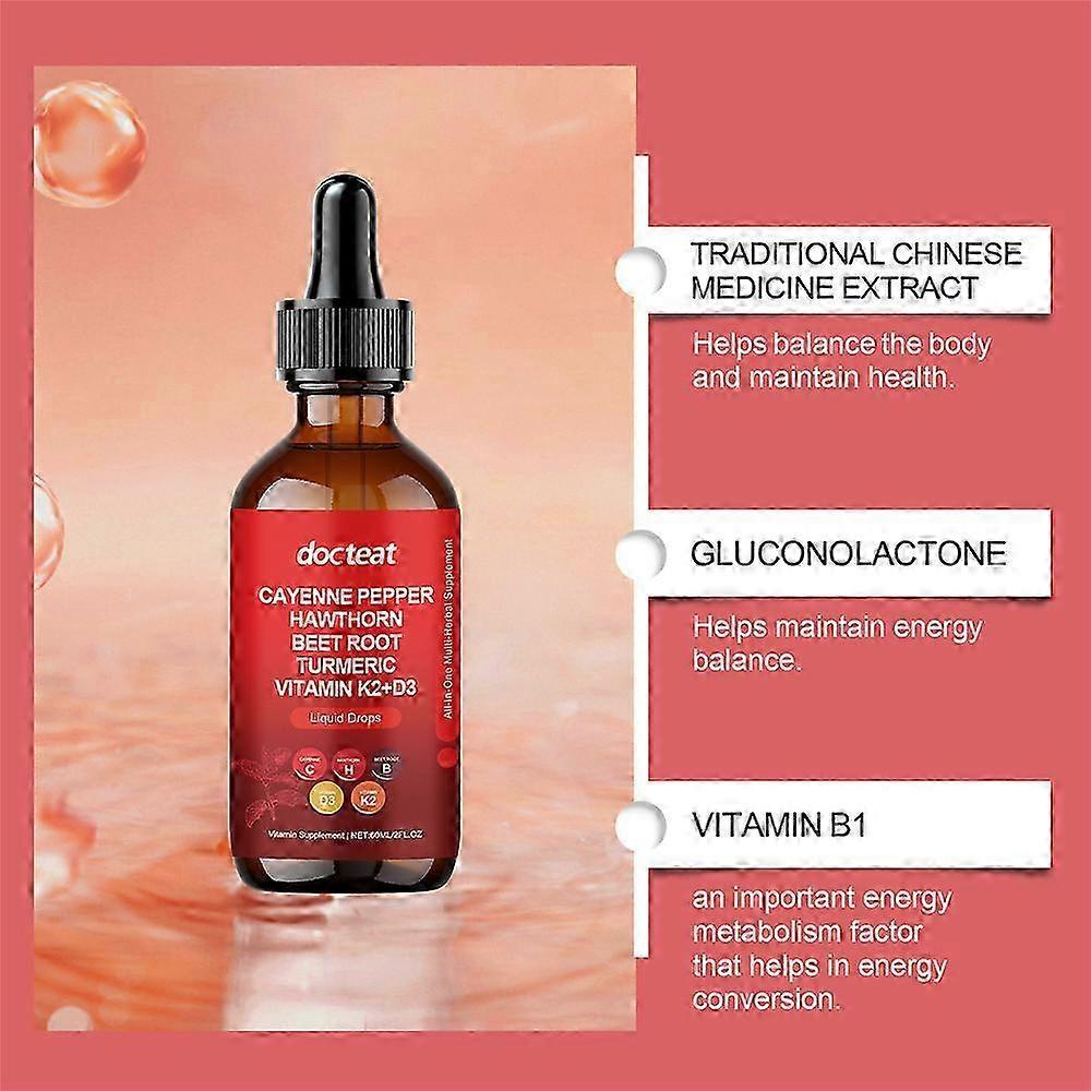 3 flaconcini di Gocce di Peperoncino di Caienna, con Biancospino e Barbabietola, Liquido Portatile per la Cura del Corpo