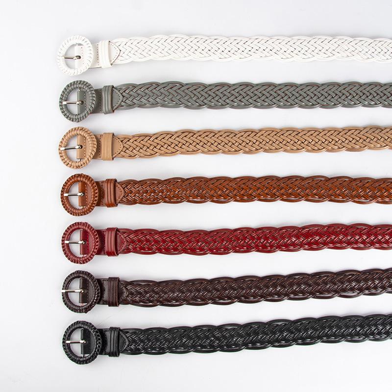New Piercing-free Braided Belt Women's Decorative Suit Dress Waist-hugging Retro Belt Women's Style