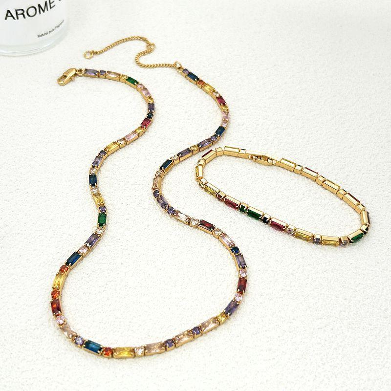 Full Diamond Retro Style Necklace Sweet Romantic Color Zircon Bracelet Personality Niche Women