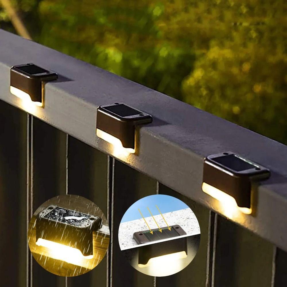 Multifunctional Waterproof LED Solar Step Lamp Outdoor Garden Fence Lamp Solar Powered Yard Street Deck Lamp