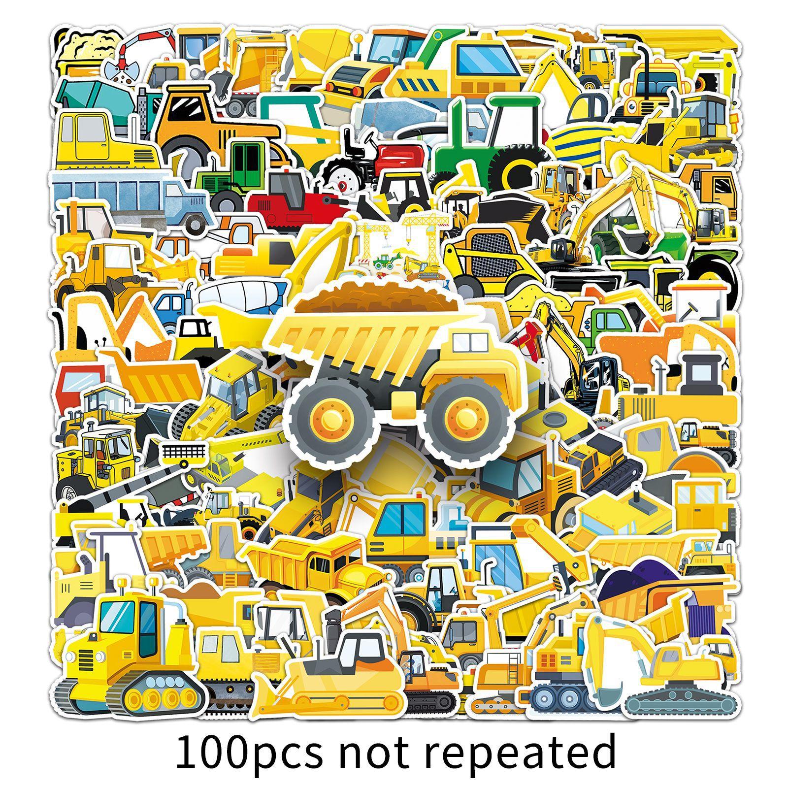 

100 Pieces of Engineering Car Graffiti Stickers Personalized Cartoon Decorative Water Cup Mobile Phone Case Notebook Stickers