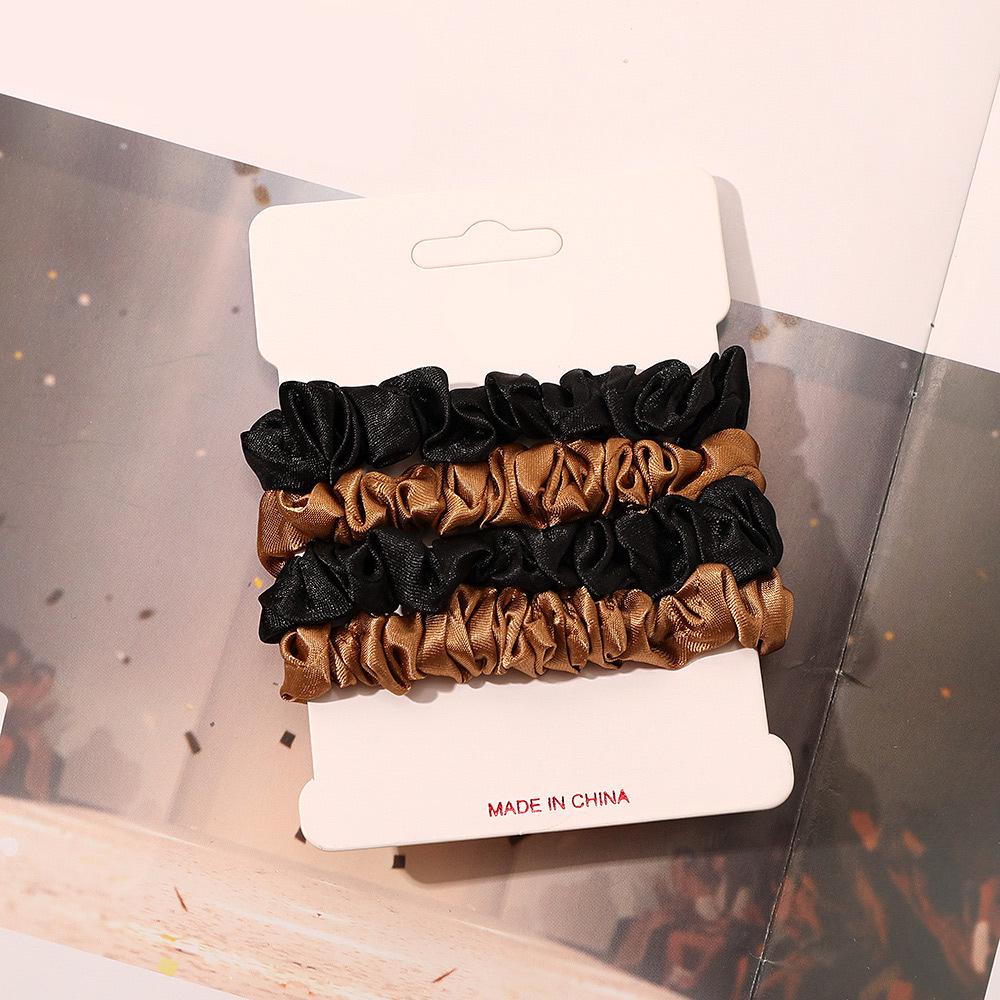 Cross-border Satin Hair Tie & Headband Set - Pig Intestine Style, Simple Ponytail, Leather Bun Tie
