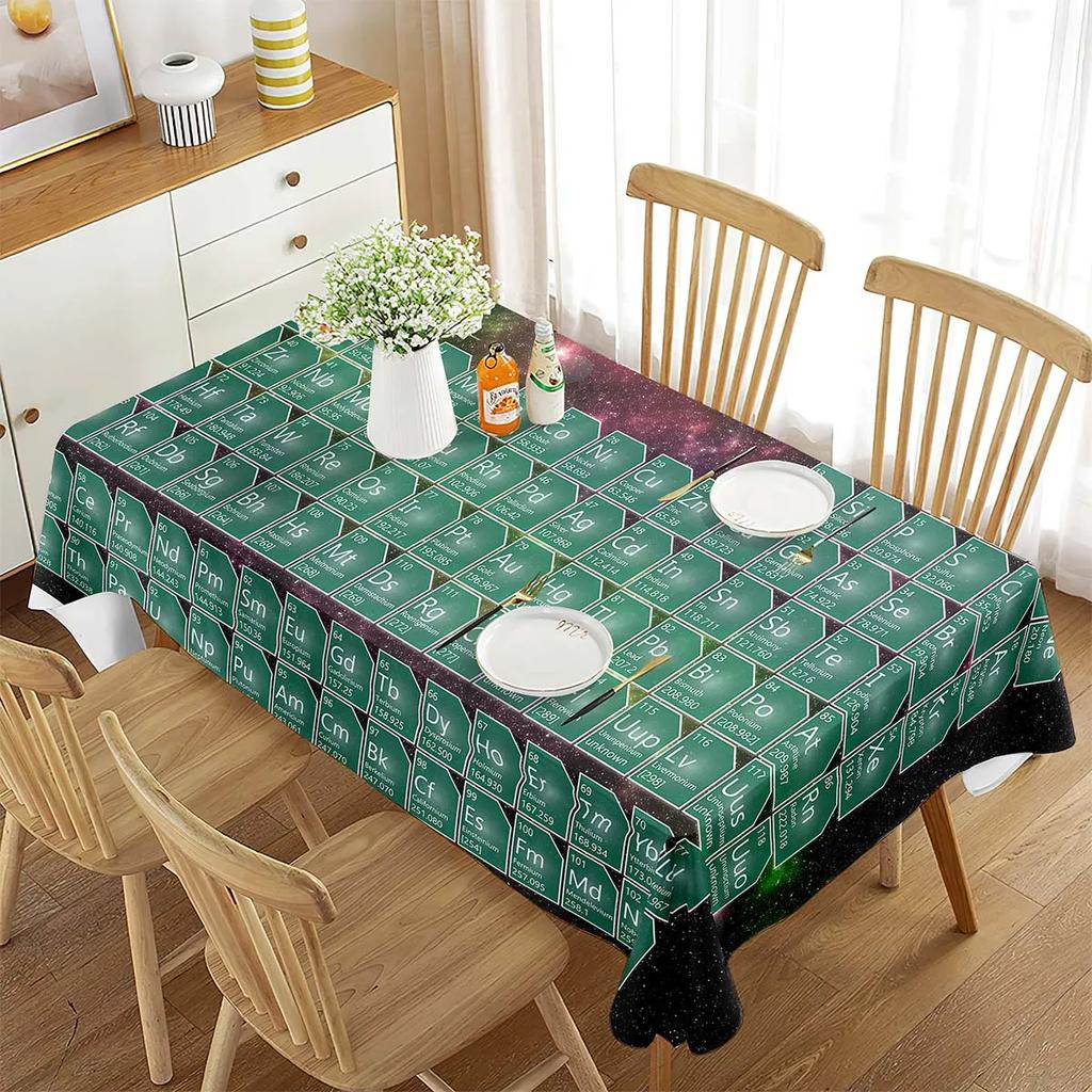 Periodic Table of Elements Rectangular Tablecloth Chemistry Topic Creative Tablecloth Decorations for Kitchen Ding Rom Party