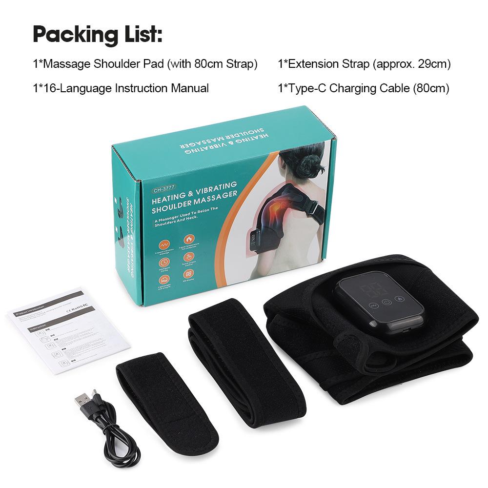 Vibrating Heated Shoulder Pad: 3 Vibration Modes & Heat Levels for Physiotherapy Massage