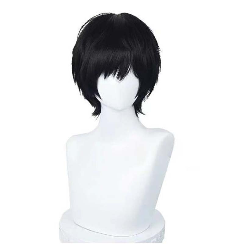 Anime Yoshida Hirofumi Cosplay Pruik 35cm Kort Zwart Hittebestendig Synthetisch Haar Man Feest Pruiken