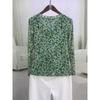 Printed V-neck Noble Long-sleeved Fashionable Mesh New Fashion Bottoming Slimming Top