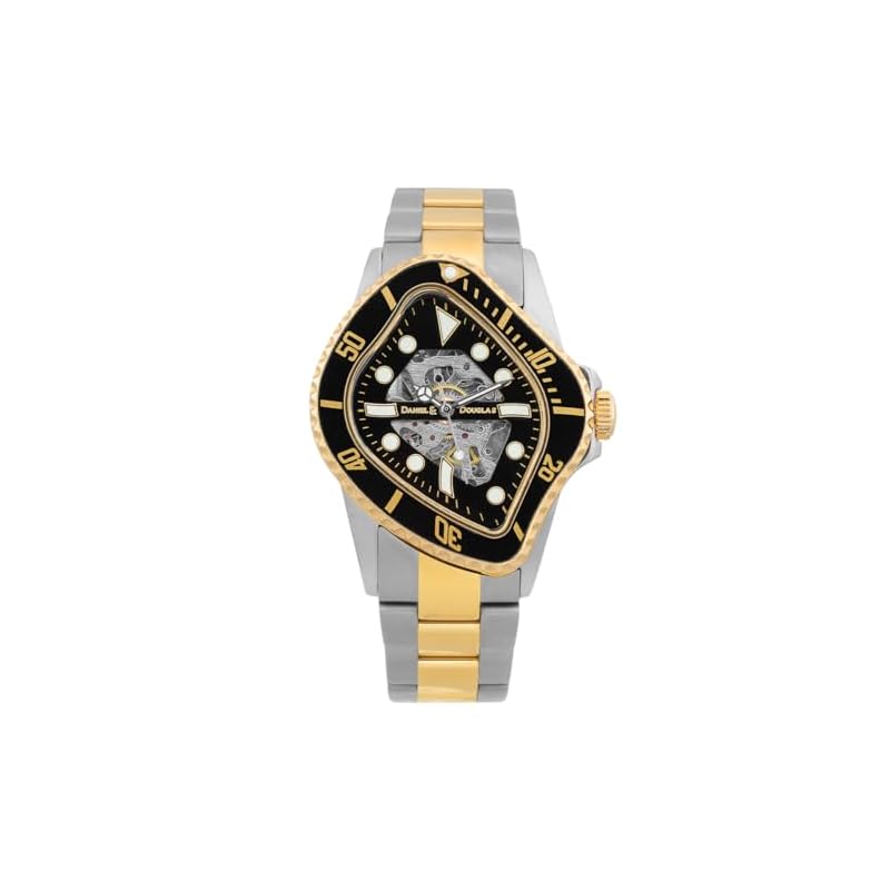 DANIEL&DOUGLAS BROKEN MARINE DD8811 Mechanical Automatic Watch, Skeleton, Manual Winding, Silver, Men's, Two-Tone Black