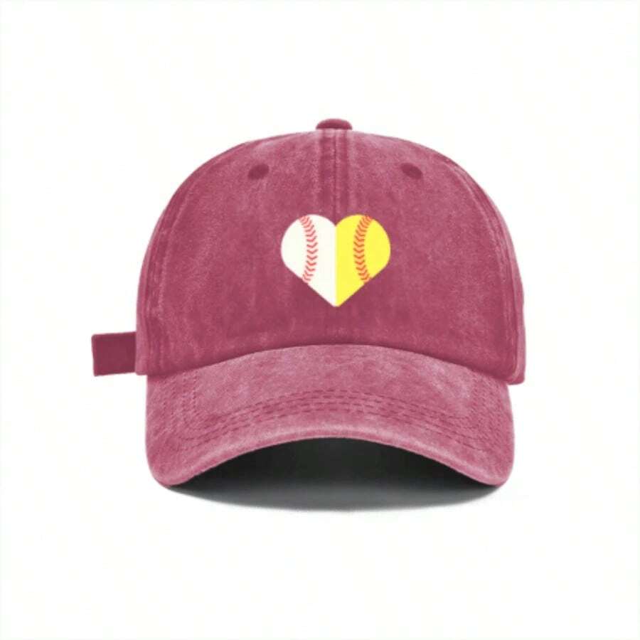 Washed Baseball Cap California Letter Print Purple Casual Sun Hat For Adults